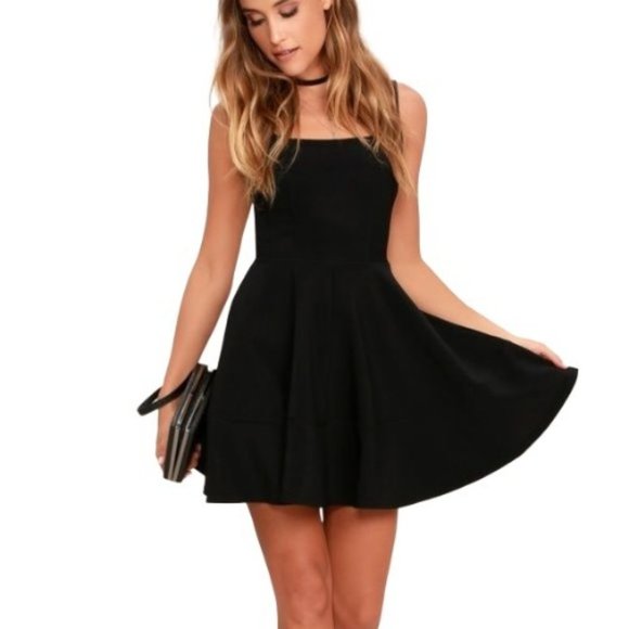 Lulu’s Home Before Fit & Flare Mini Dress Black Back Zip M - Picture 1 of 4